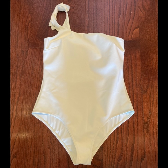 Zimmerman Peggy Bow one shoulder swimsuit sz 4 ivory white - Picture 4 of 15